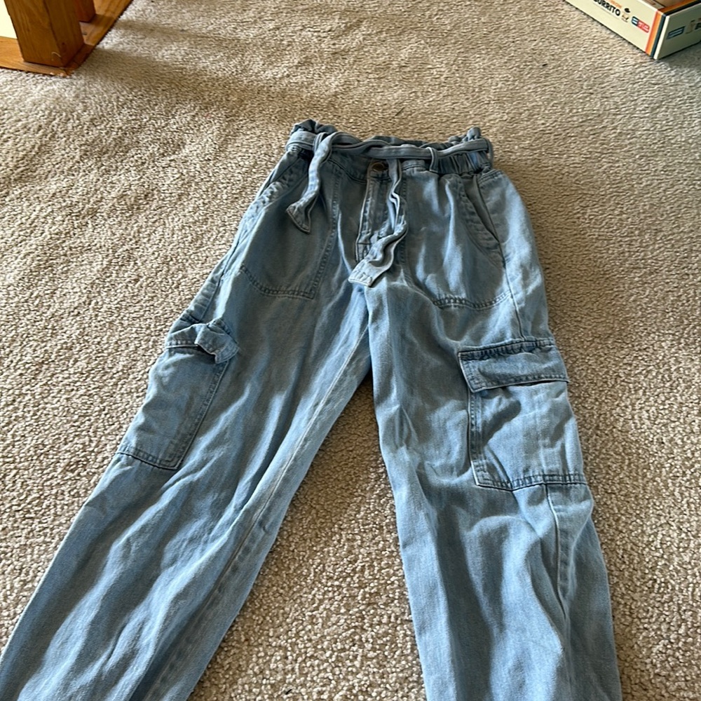 Francesca's light blue jean cargos